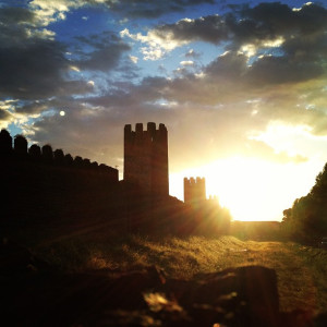 castle walls sunset